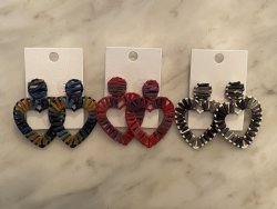 Raffia wrap earrings- hearts